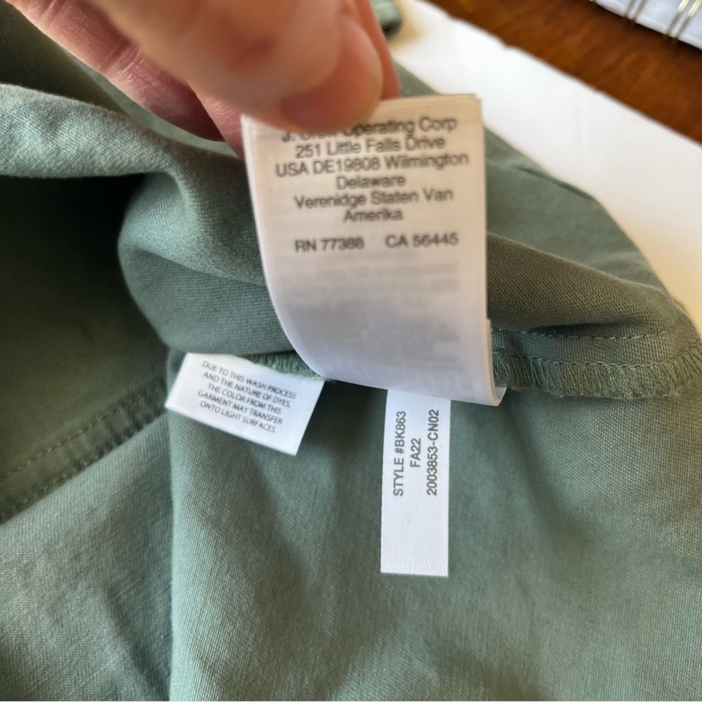 NWT J. Crew Long Sleeve Zip Front Green Chino Dress Size 4 - Picture 8 of 8
